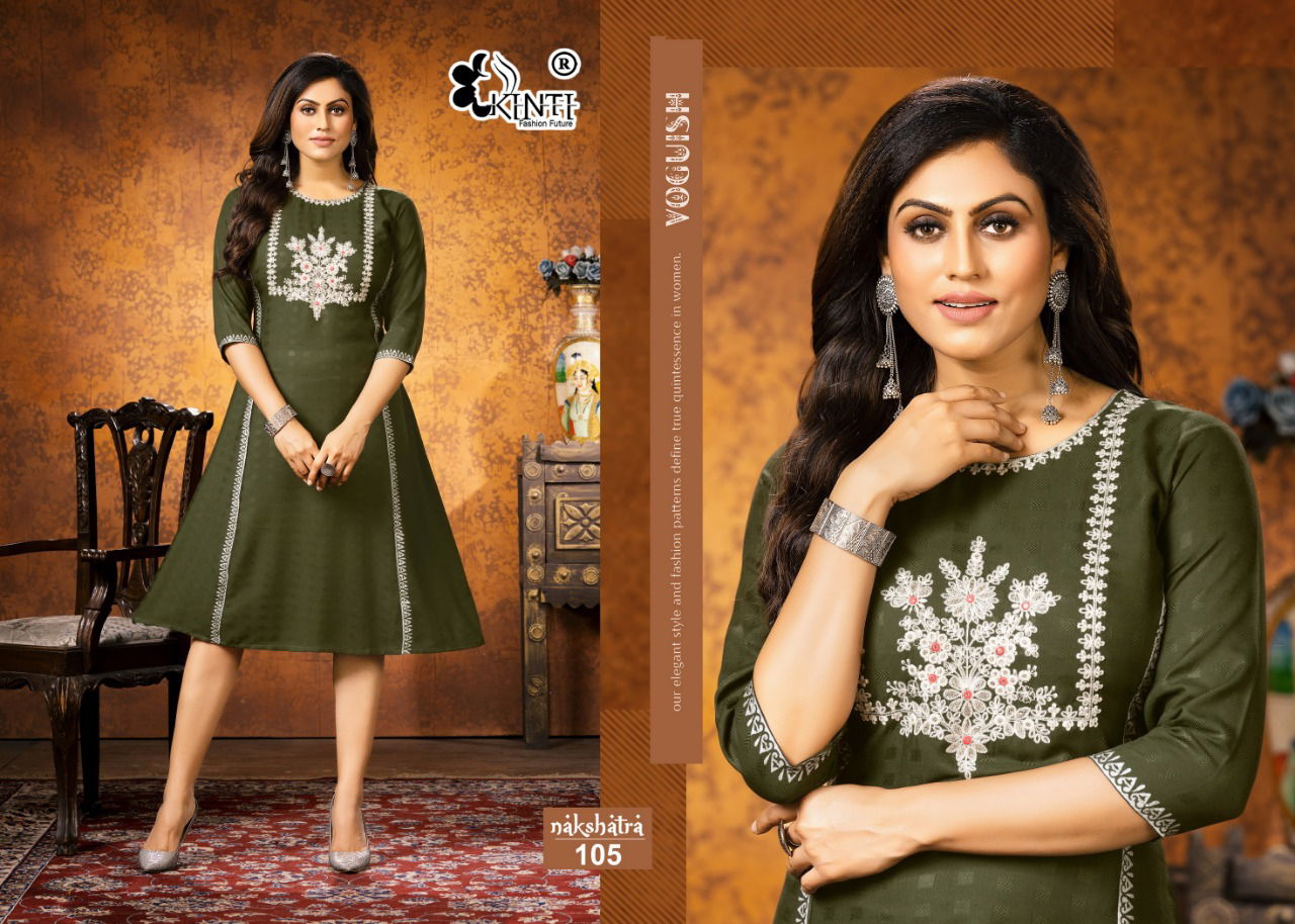 Nakshatra By Kinti Long Designer Embroidery Kurtis Catalog